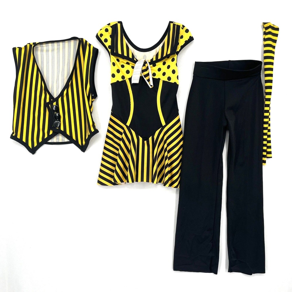 Costume Dance Curtain Call E1491 Size CXS Yellow Striped Bumblebee Theatre 6 Pc